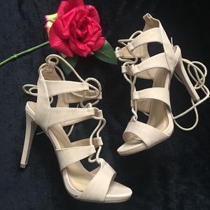 Tan lace up heels